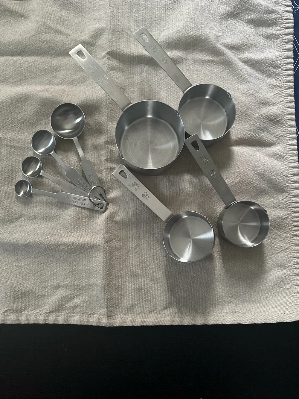 Stainless Steel Measuring Cups & Spoons Set - Silver